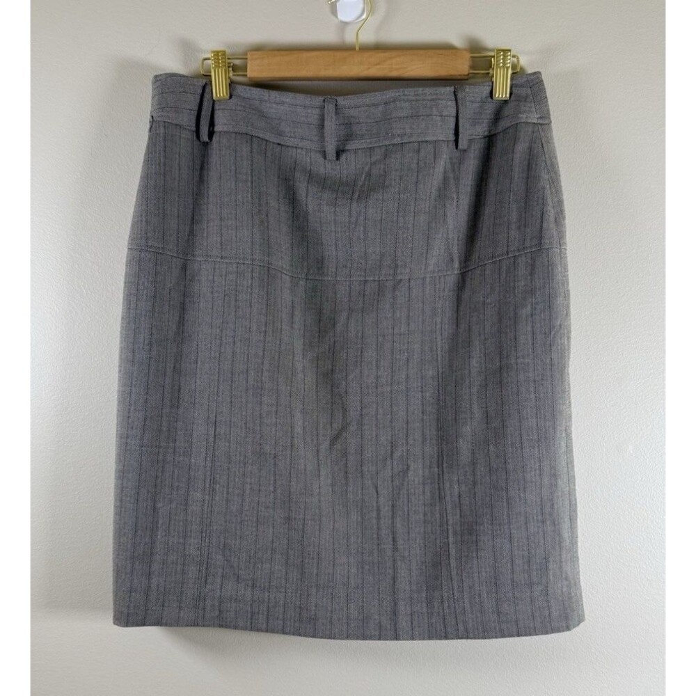 Atelier Gray Herringbone Pencil Skirt with Zip Closure Knee Length - Size 10